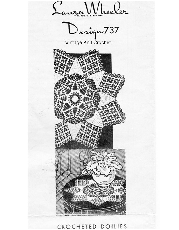 Vtg Crochet Doily Pattern, Spiderweb Star, 3 sizes,  Mail Order Design 737