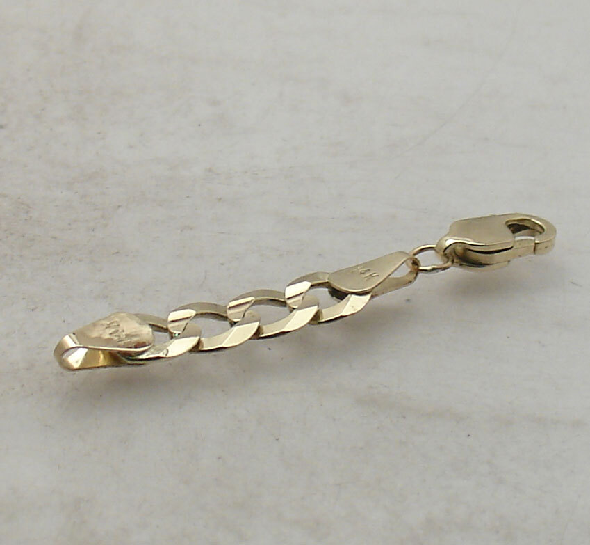 7mm Curb Cuban Link Chain Necklace Bracelet Extender REAL Solid 14K Yellow Gold