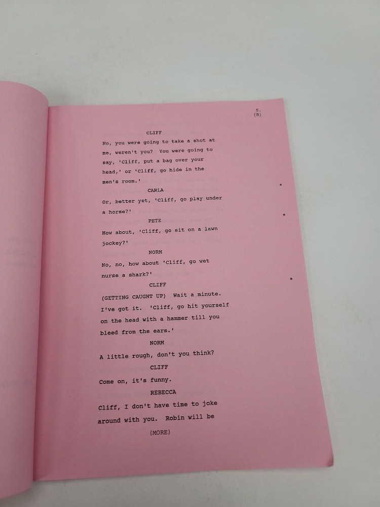 CHEERS / 1990 TV Script, Roger Rees "Indoor Fun with Sammy and Robby"