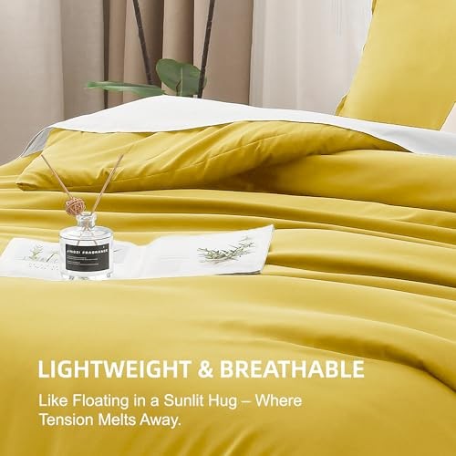 Comforter Set Size, 3 Pieces Lightweight Solid Bedding King Mustard Yellow