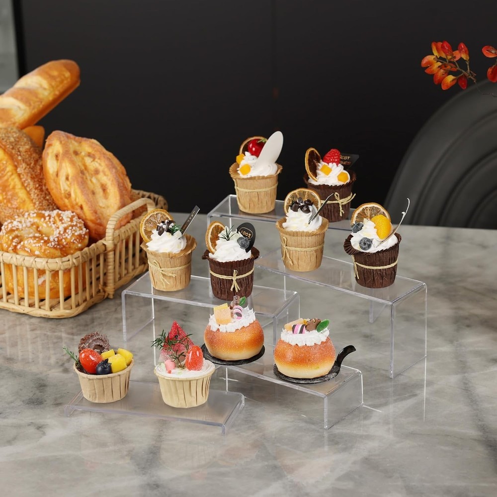 2 Sets 10 Pcs Clear Display Risers, Rectangular 7"-8"-9" L Risers Display Sta...