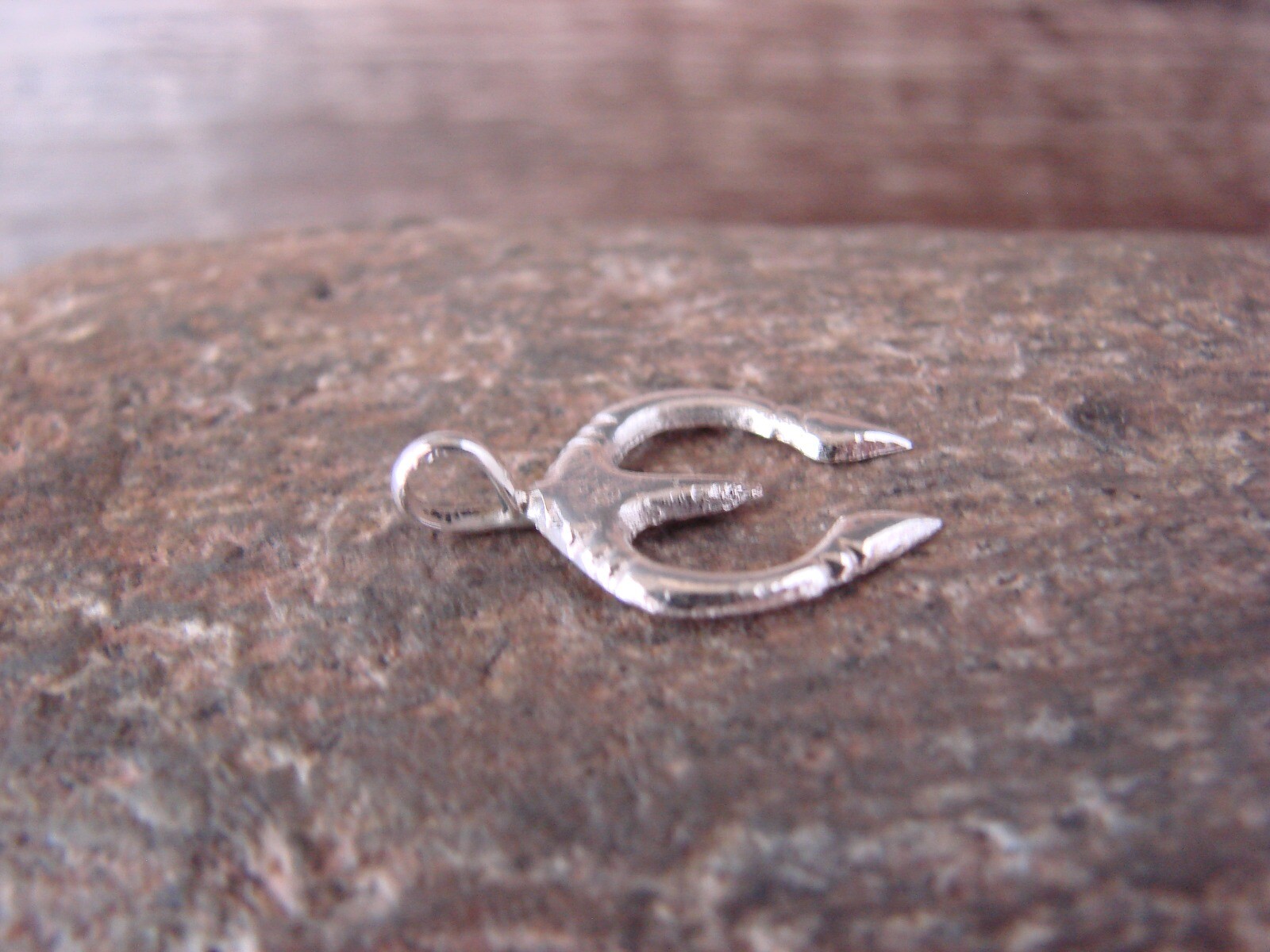 Navajo Indian Cast Sterling Silver Naja Charm Pendant