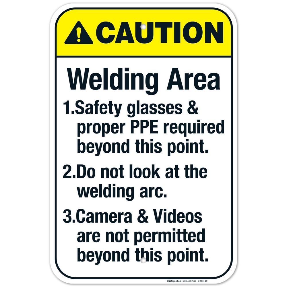 Welding Area Sign, ANSI Caution Sign,