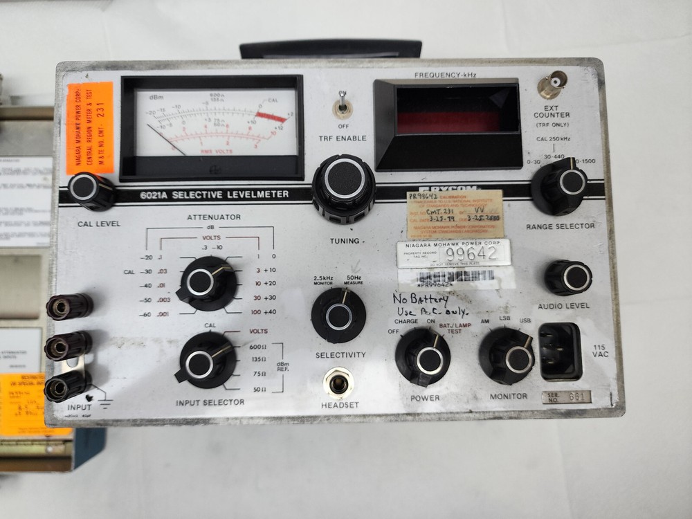 Rycom Instruments Inc. 6021A Selective Levelmeter FOR PARTS