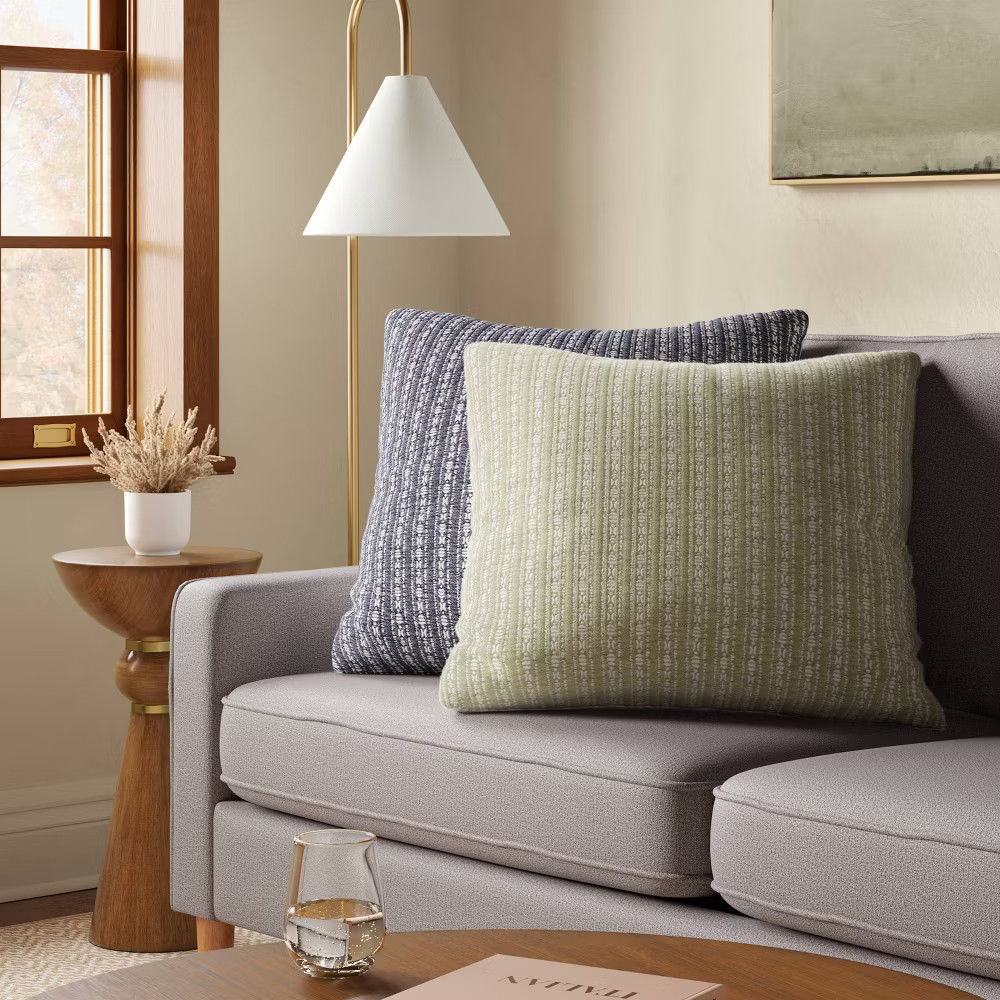 Oversized Square Reversible Matelasse Stripe Pillow blue - Threshold