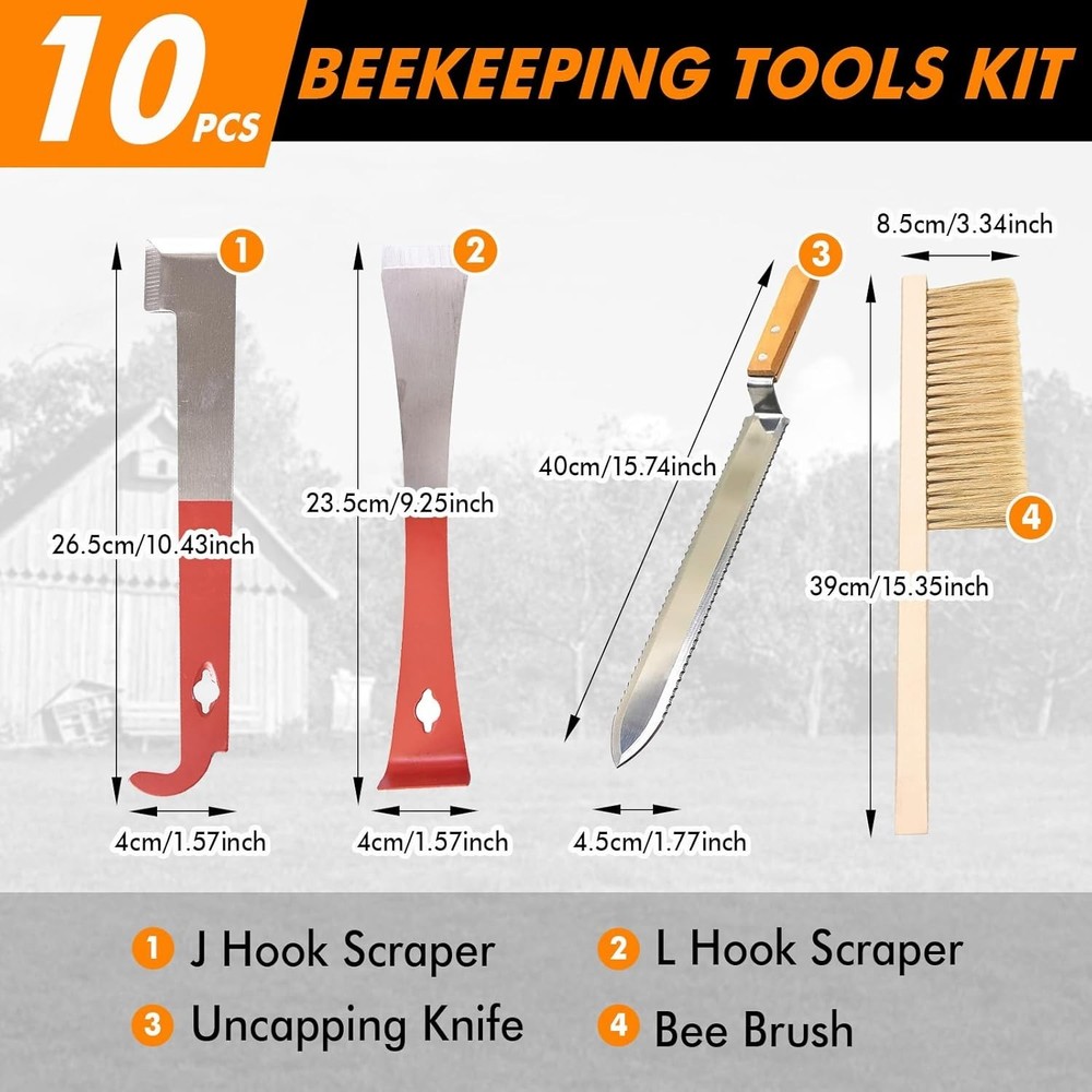 Professional 9-Piece Beekeeping Starter Kit with Bee Smoker & Essential Tools