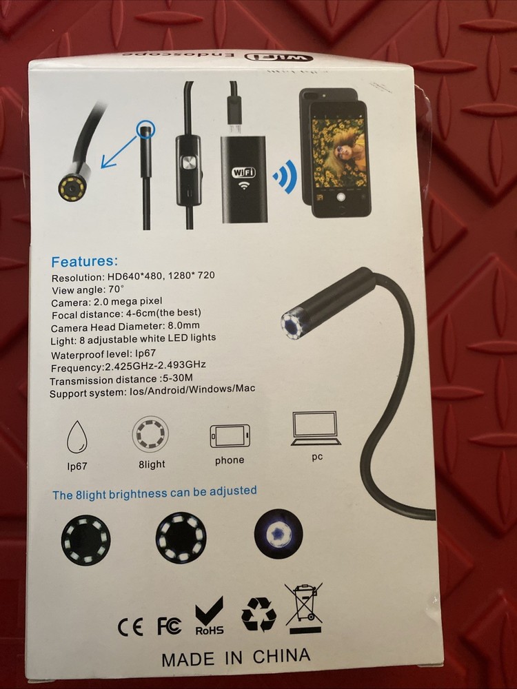 WiFi Endoscope HD 720P camera, new.