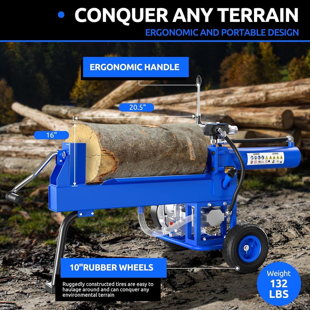 20Ton Log Splitter Portable Auto Return Ram System 7HP Engine Firewood Splitting