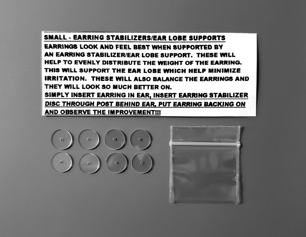 RARE SMALLER EARRING STABILIZERS PROTECTORS ROUND PLASTIC DISCS SUPPORT BACKS