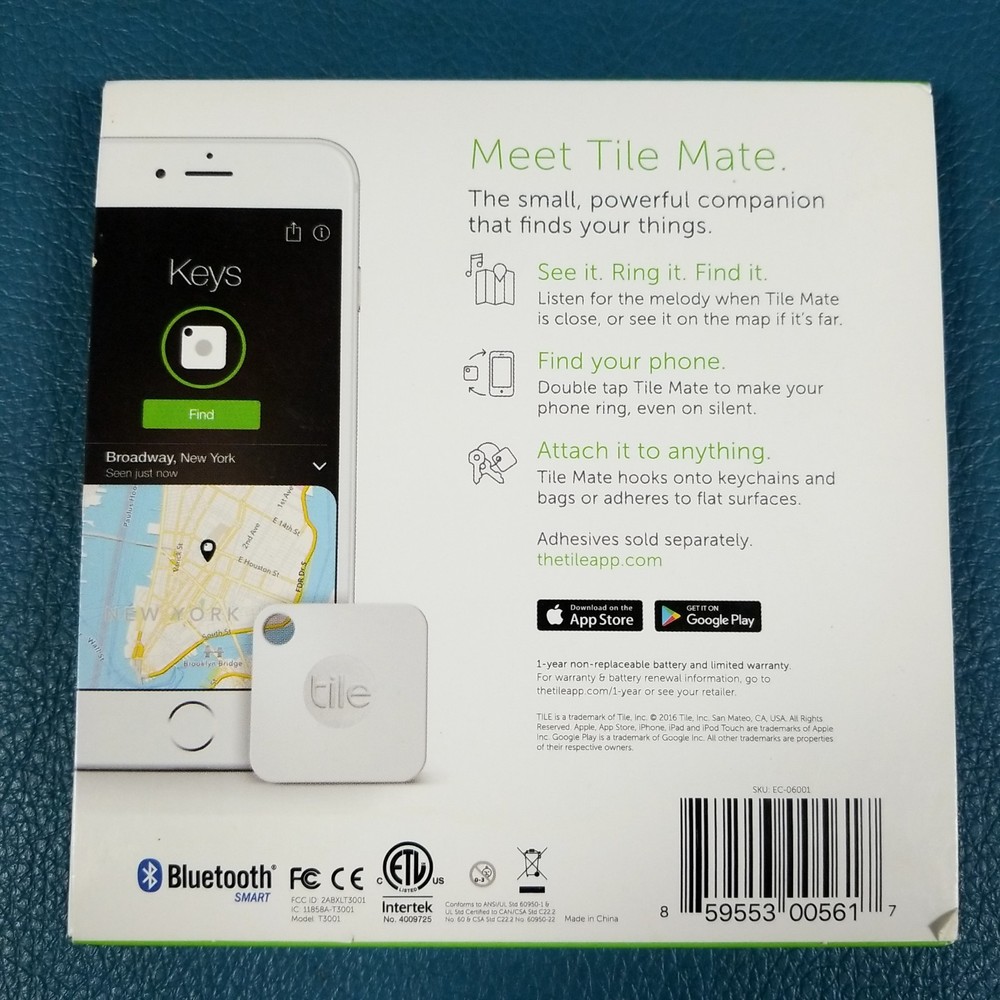 Open Box Tile Mate Bluetooth Wireless Tracker Find Keys-Phone GE