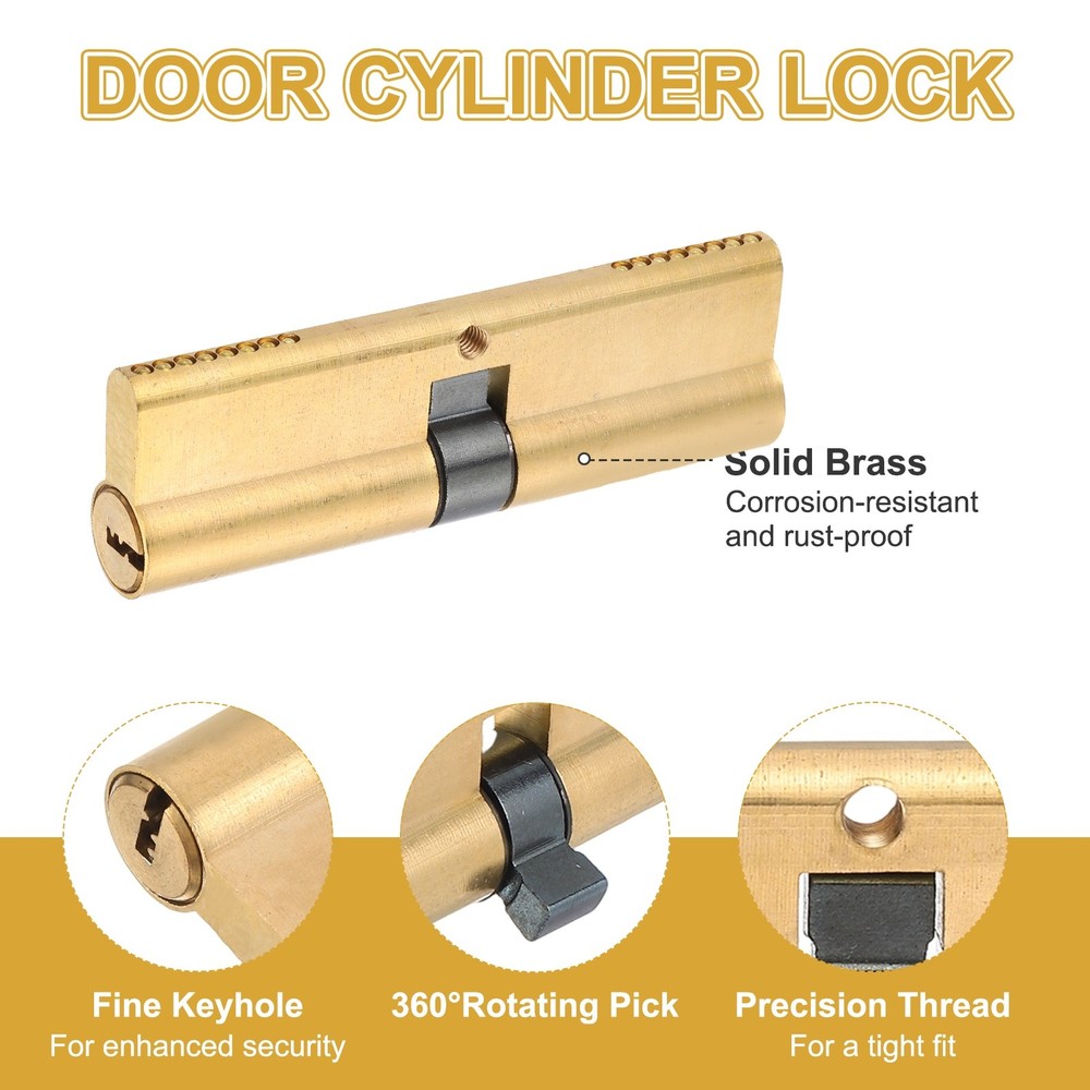 100mm 50/50 Solid Brass Lock Cylinder with Mounting Screw and 8 Keys