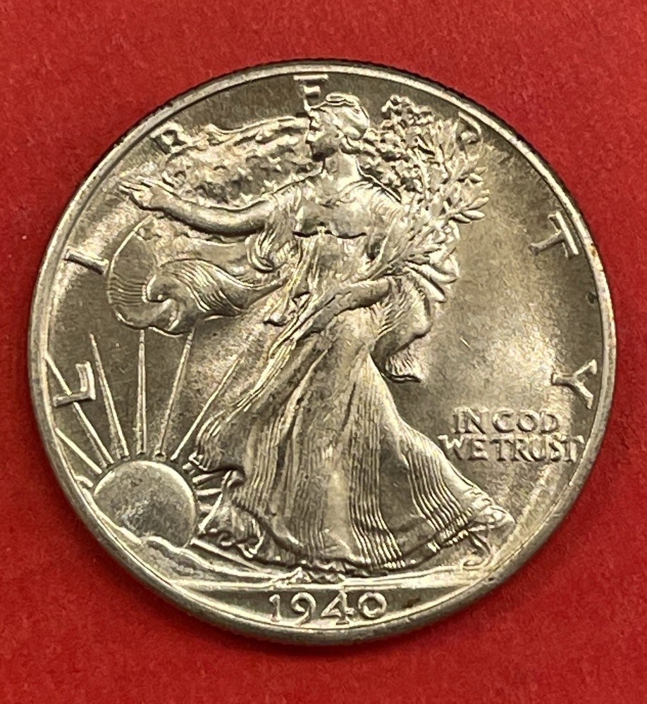 1940 P Walking Liberty Silver Half Dollar, Gem Uncirculated.  Better Date!