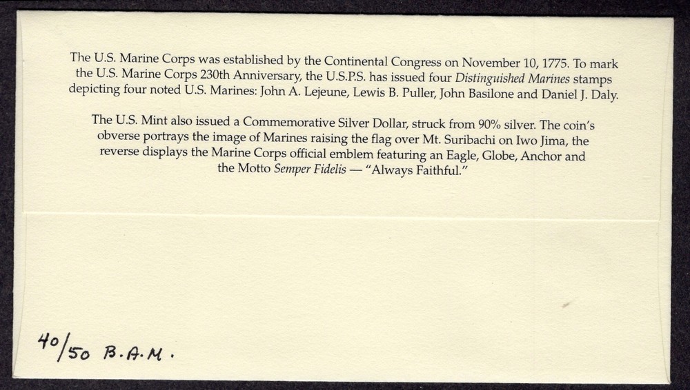 2005 Distinguished Marines Set (Scott 3964a) - Barbara Montgomery BWP FDC NZ579