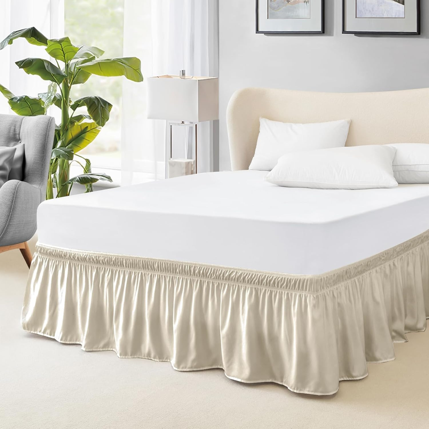 Elastic/Polyester Wrap Around Bed Skirts, Easy to Install - GG Home