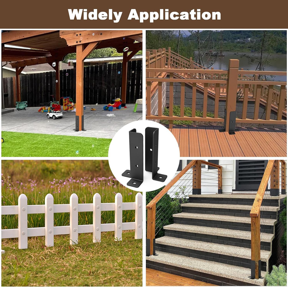 4 Pcs Adjustable Deck Post Anchor Brackets Kit - Fit 1.5x1.5 2x2 2x4 4x4 Posts