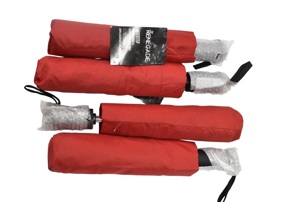 4 Pack Branded PeerlessRenegade Umbrella One Size Red Inverted Automatic Compact
