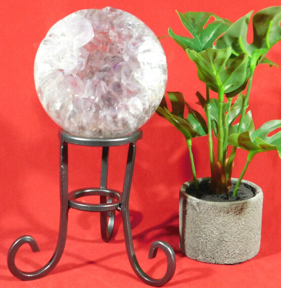Sphere Display Stand Scroll Design Dark Silver Medium Size
