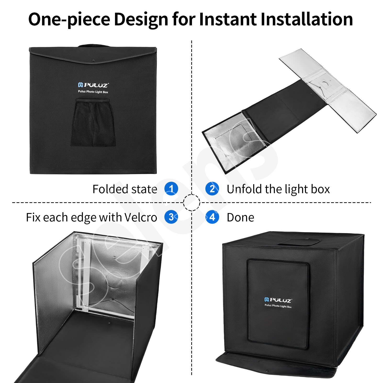 PULUZ 24" Large LED Photo Light Box Photography Studio Tent Lighting 6 Backdrop