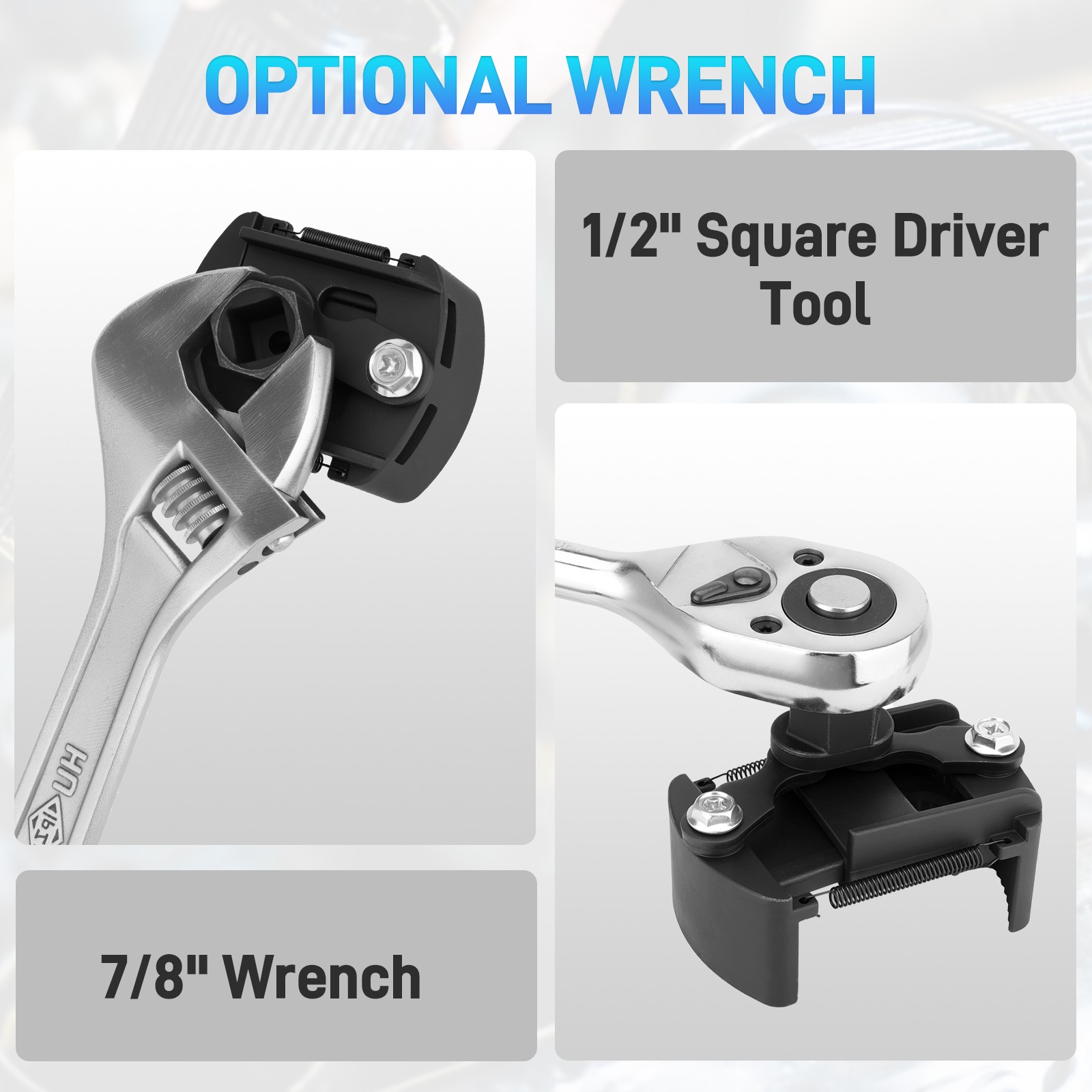 Universal Adjustable Oil Filter Wrench Set for 60mm-80mm Removal Tool Cap 1/2"