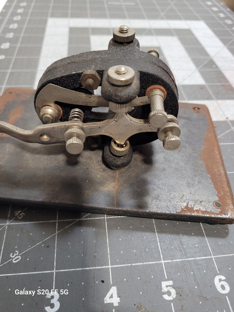 Telegraph Key Mounted On Metal Board Unknown Brand