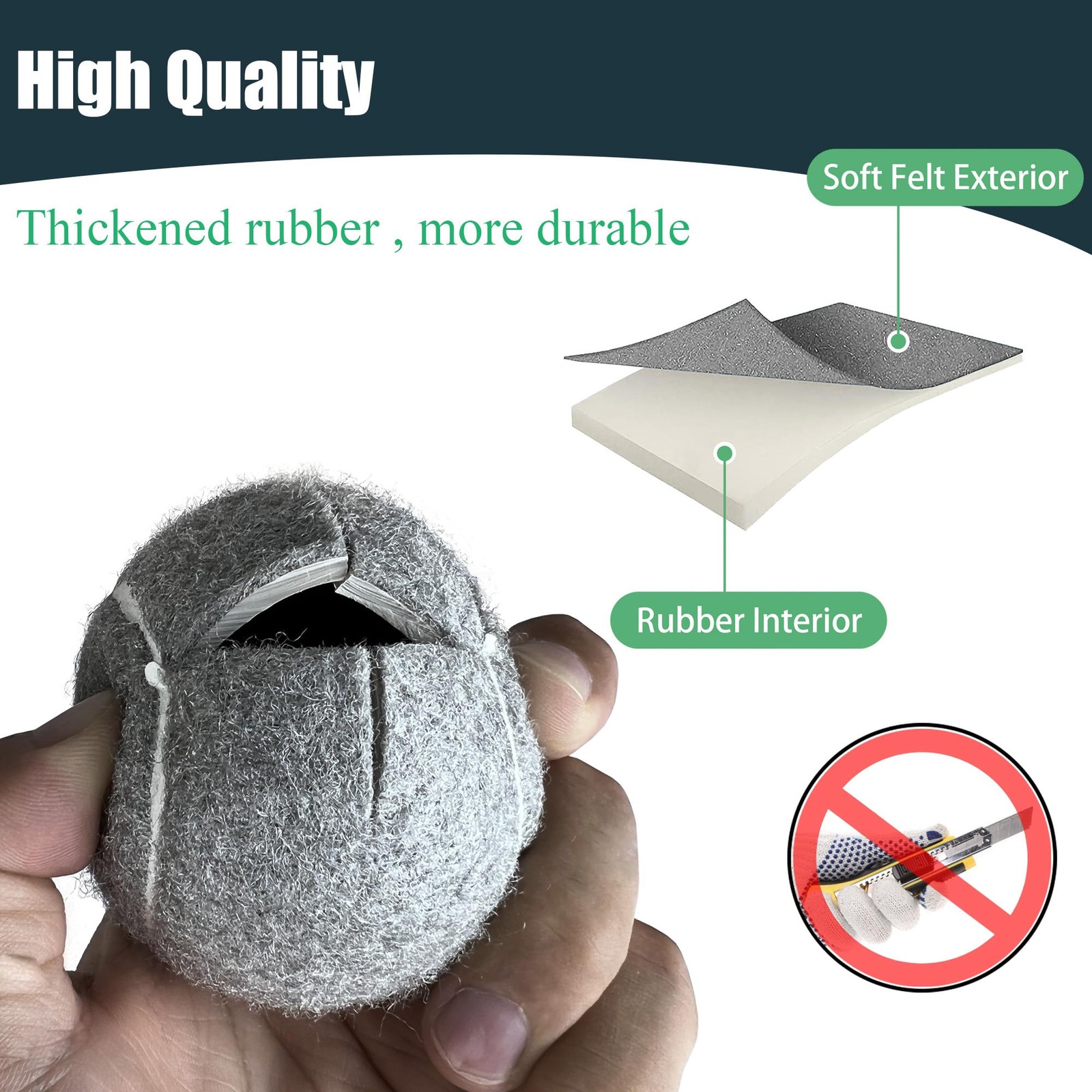 4 Pack Precut Tennis Balls for Walkers, Heavy Duty Long Lasting Felt Pads for...