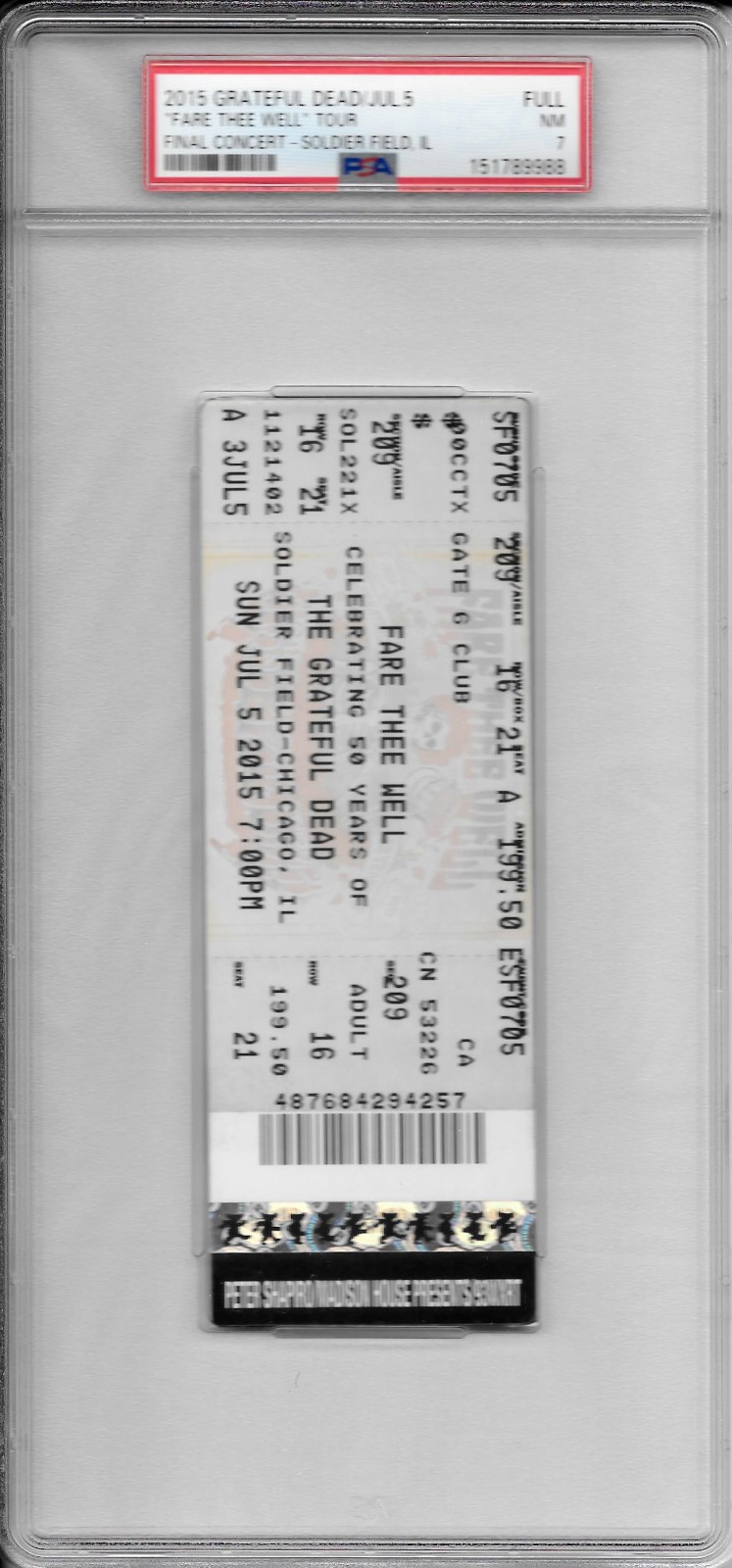 2015 Grateful Dead Final Concert Full Ticket PSA 7 July 5 Soldier Field Chicago