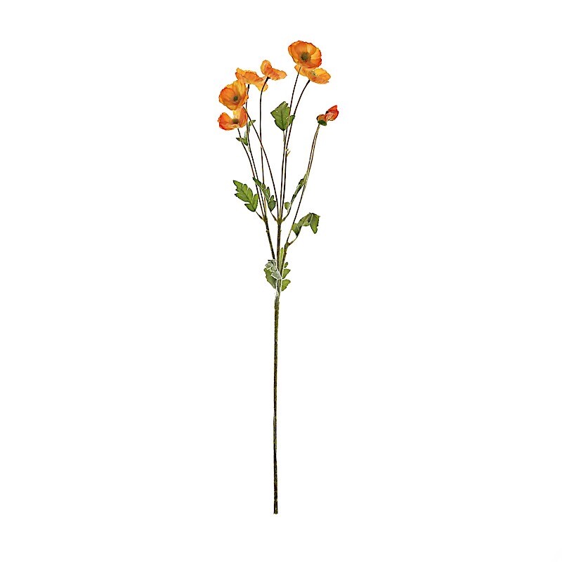 ORANGE 2 Bushes 33" Stem Silk Artificial Poppy FLOWER SPRAYS Party Decorations
