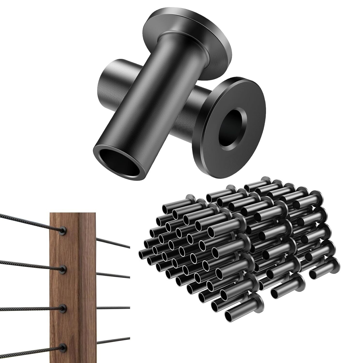 T316 Black Stainless Steel Protector Sleeve for 1/8" & 3/16“ Cable Railing