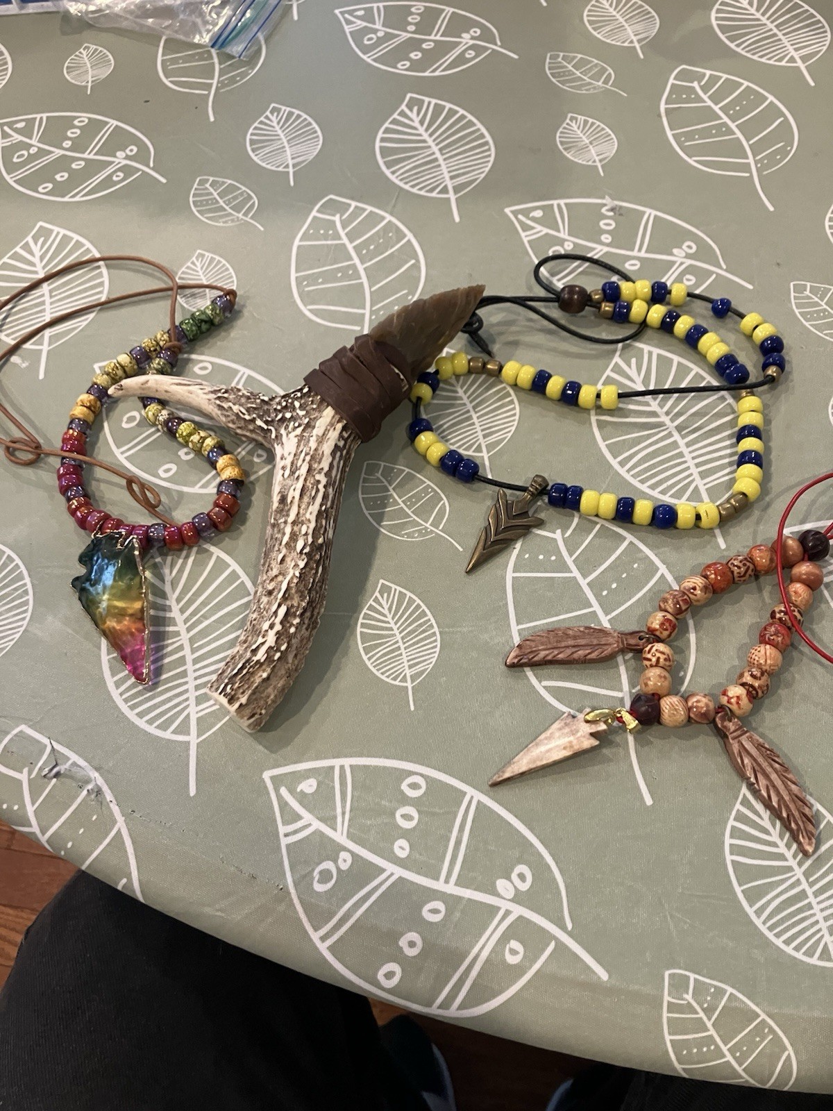 Flint Knapped  Stone Arrowhead Blade W/ Antler Handle Knife 8.”inch & EXTRAS