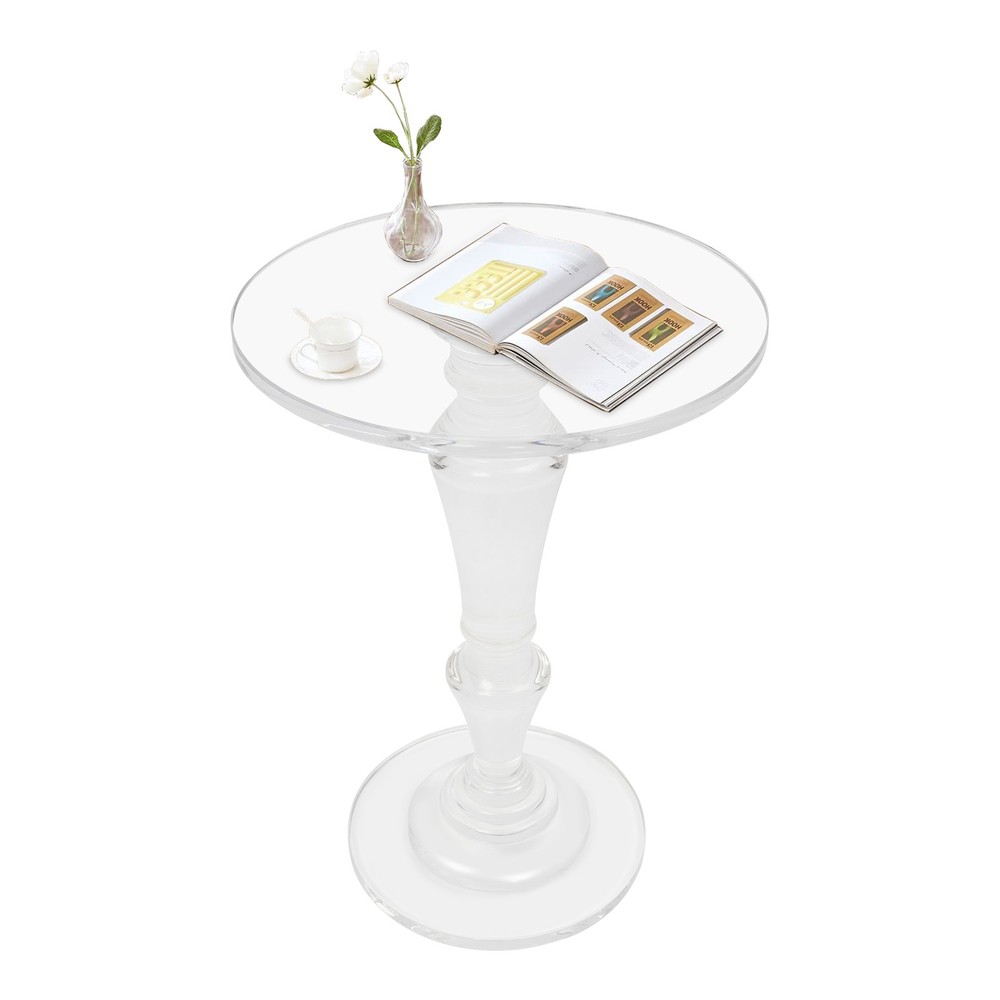 Acrylic End Table, Clear Side Table, Modern Coffee Table With Round Tabletop