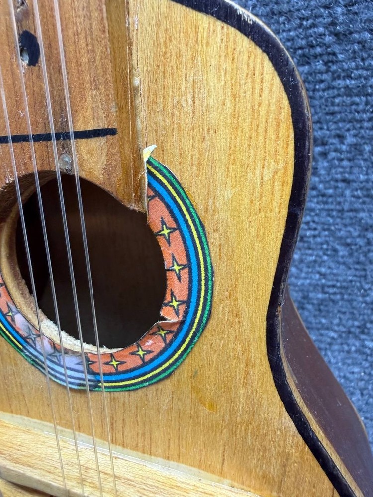 Vintage Peruvian Mini Ukulele Wooden Folk Instrument Missing Strings