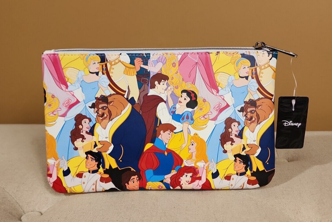 Buckle Down Disney Princess Couples Love AOP Print Cosmetic Bag Makeup Pouch NEW