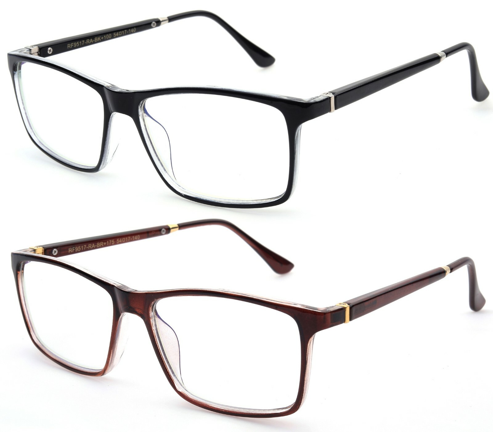 Blue Ray Blocking Reading Glasses for Men Large Rectangular Frame w/ Hard case