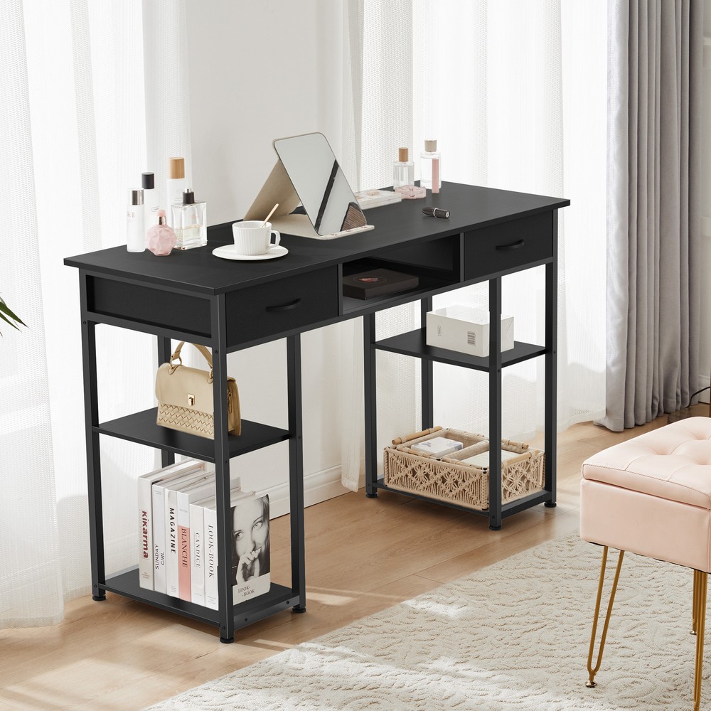 48" Rectangular Computer Study Desk 3-Drawer Office Laptop PC Work Table W/Shelf