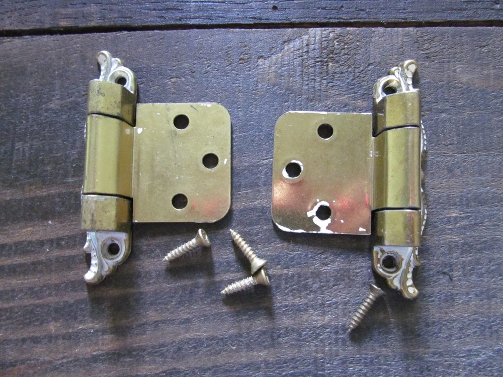 Brass Cabinet Hinge White Ornate Canada Flush Mount Set-2