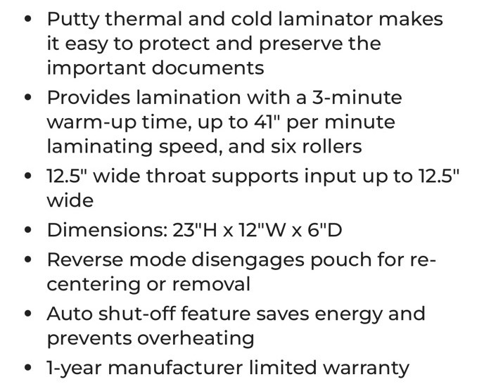 Fellowes 5709501 Proteus 125 Thermal & Cold Laminator, 12.5" Width, 10 Mil