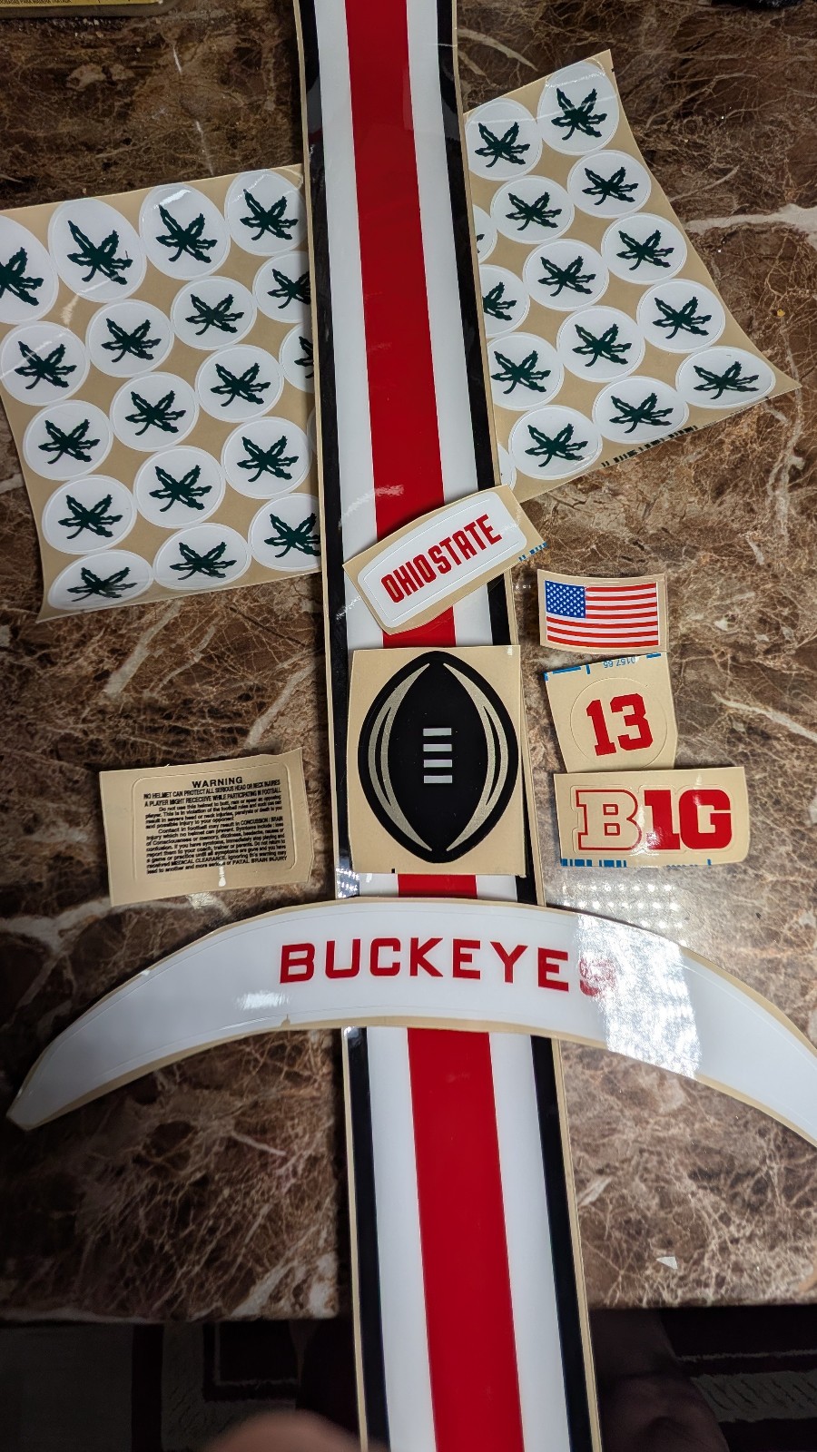 Ohio buckeyes  full size football helmets 3M vinyl decals