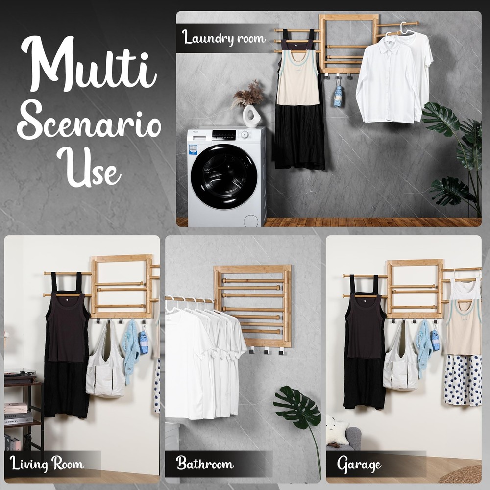 Wall Mounted Drying Rack - Clothes Drying Rack Wall Mounted for Laundry - 20