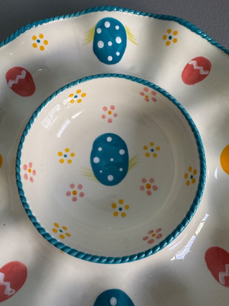 Temptations Easter Egg Hunt Chip Dip Plate Vegetable Cheese Serving Platter 11"