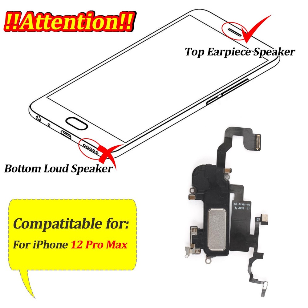 Earpiece for iPhone 12 Pro Max Ear Speaker Replacement 12 Black