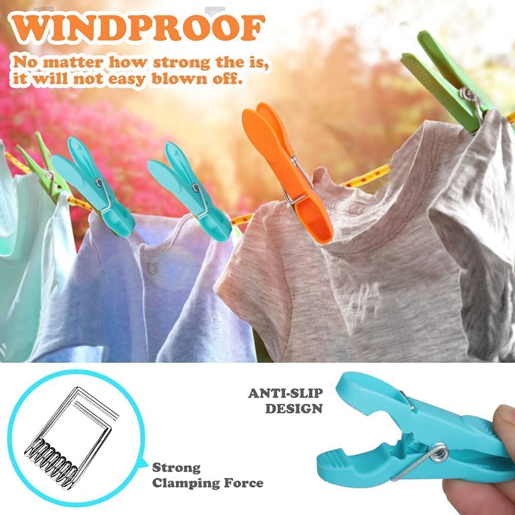 48 PCS Colored Plastic Clothespins,Heavy Duty Clothes Pins with Springs