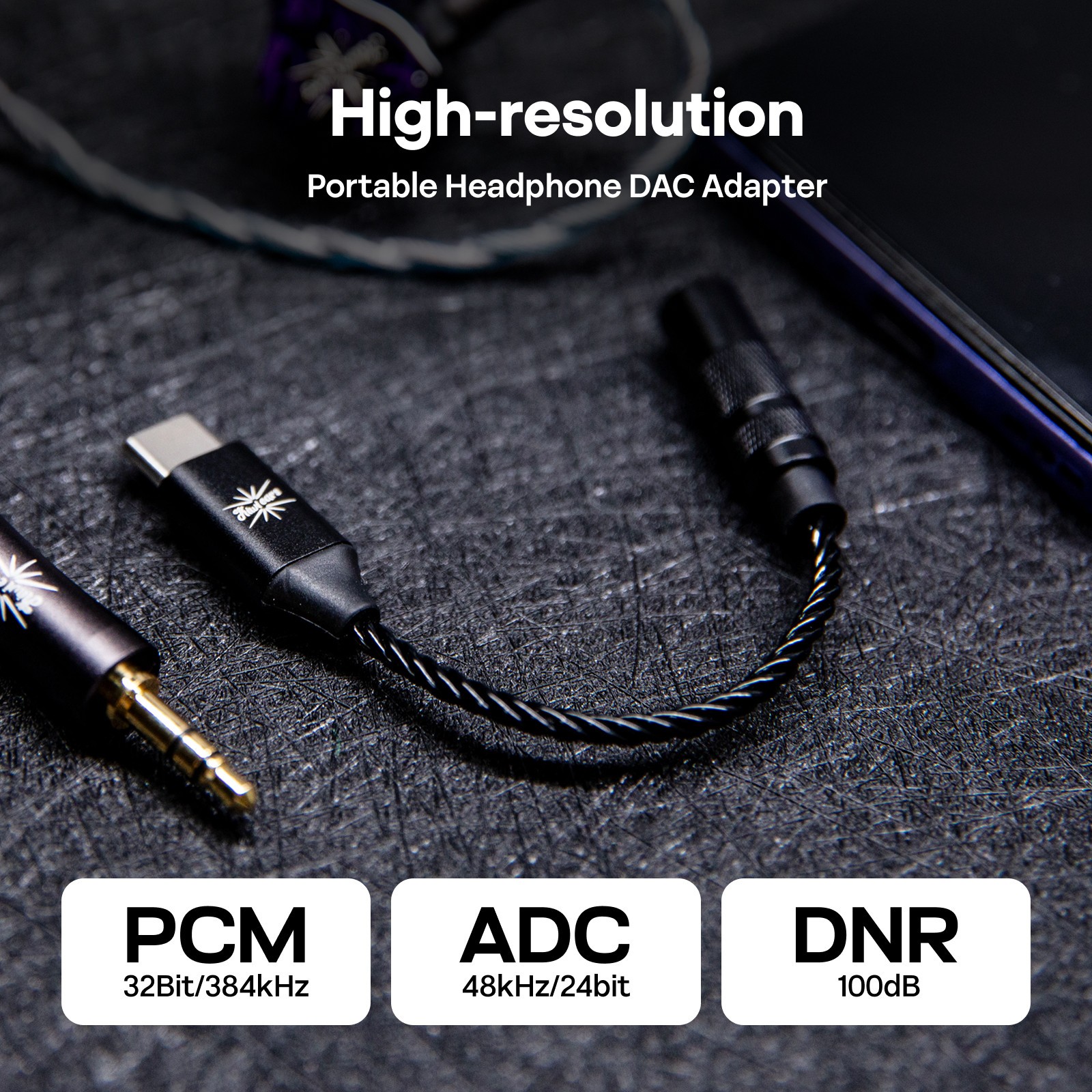 Kiwi Ears AD1 Type-C to 3.5mm Female Headphone DAC Dongle with KT02H20 Chip
