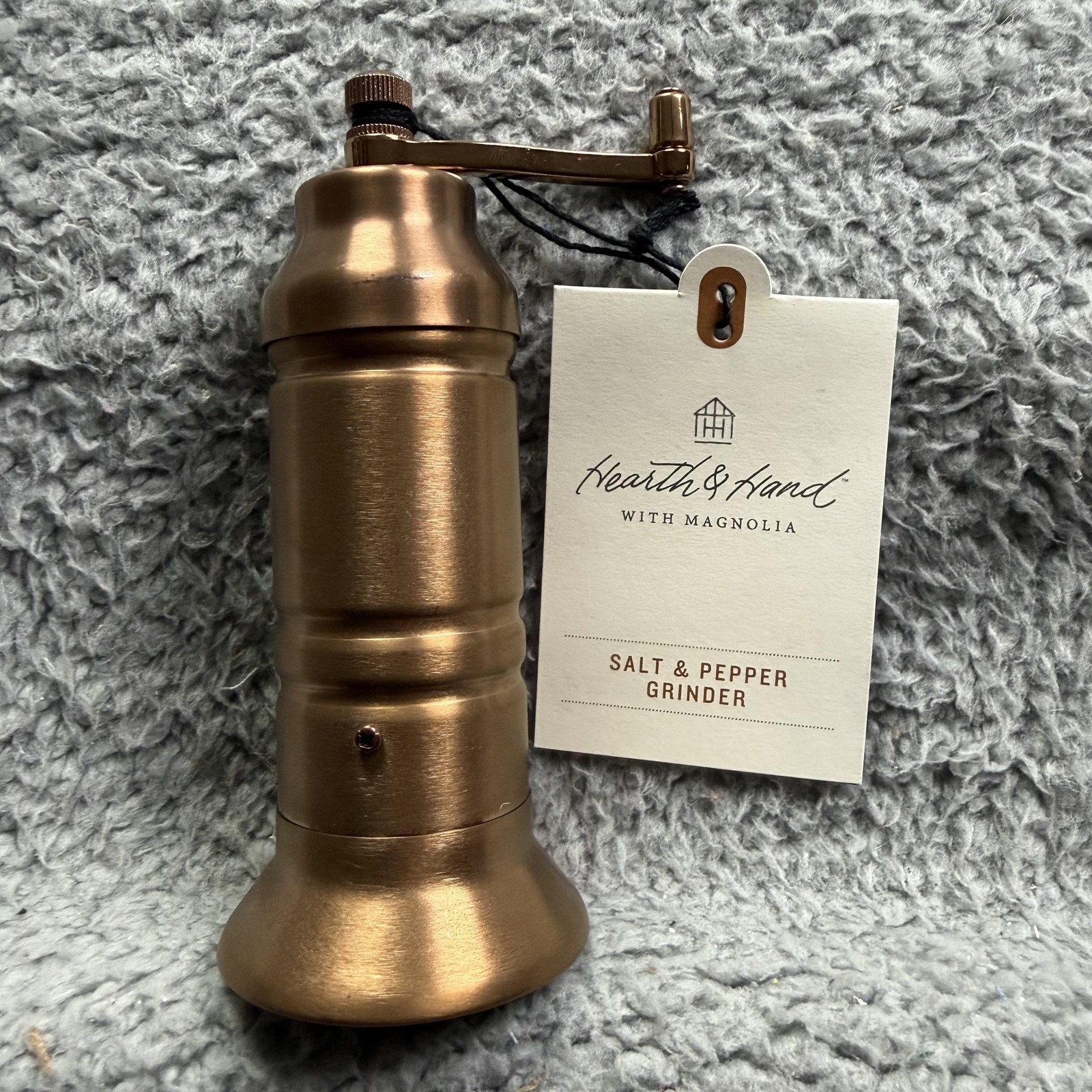 Hearth & Hand With Magnolia Salt & Pepper Grinder Small Gold Metal Manual Mill