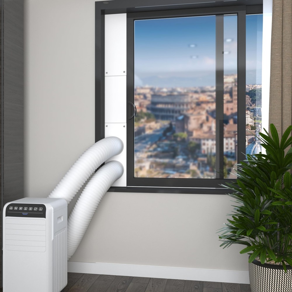 Dual Hose Portable Air Conditioner Window Kit, 5" Diameter Adjustable Window ...