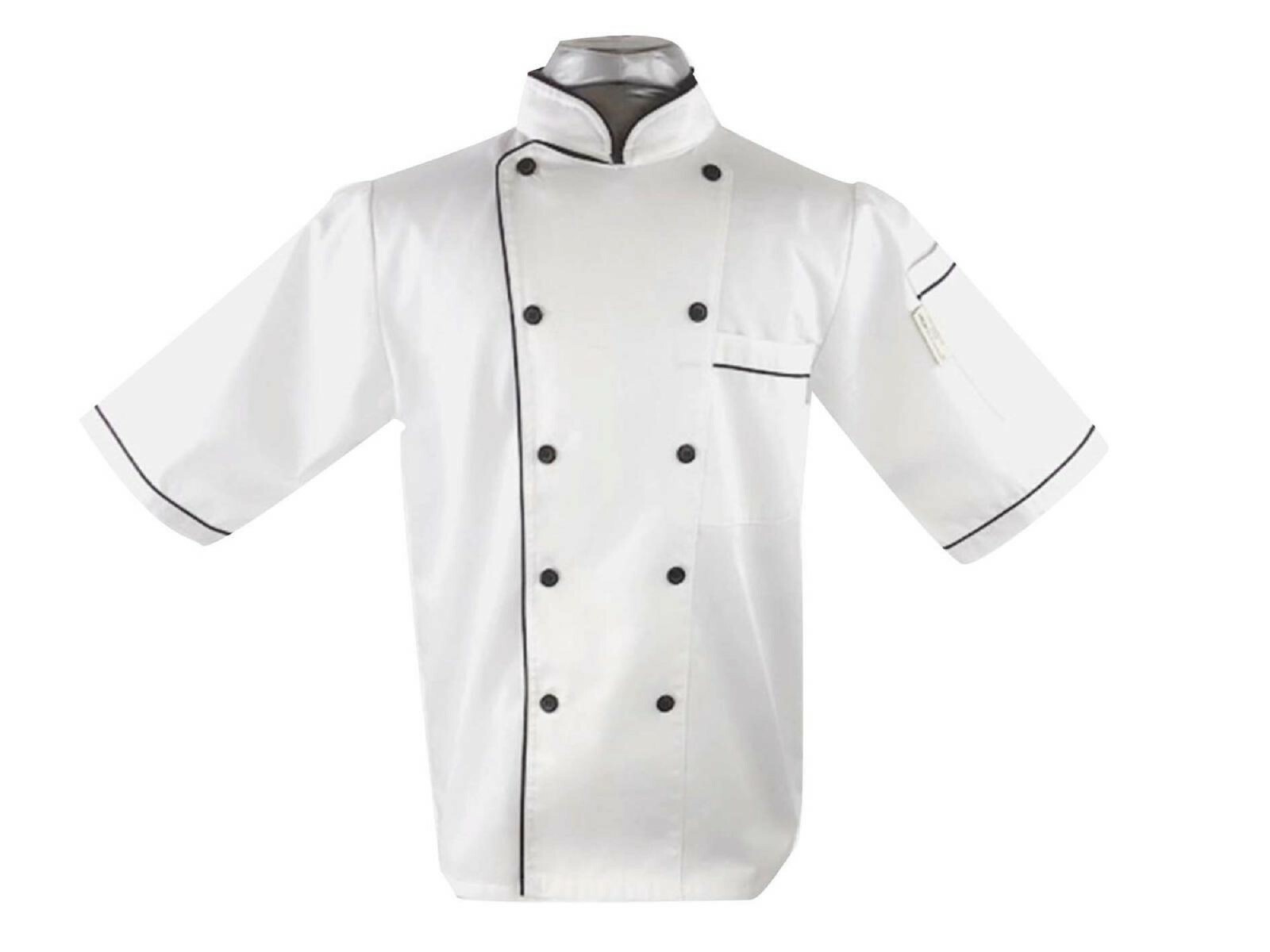 UScarmen Unisex Classic Short Sleeve Chef Coat Jacket 0190328 White Black