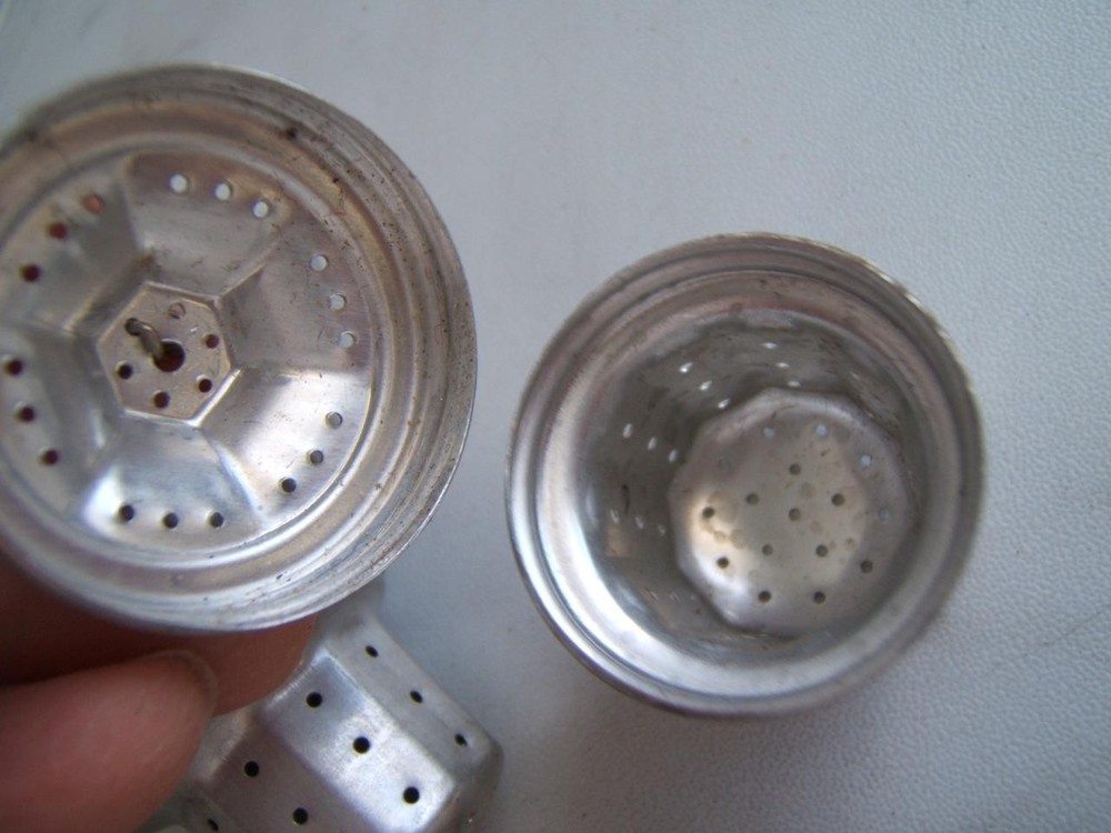 3 VINTAGE ALUMINUM TEA STRAINERS NOS