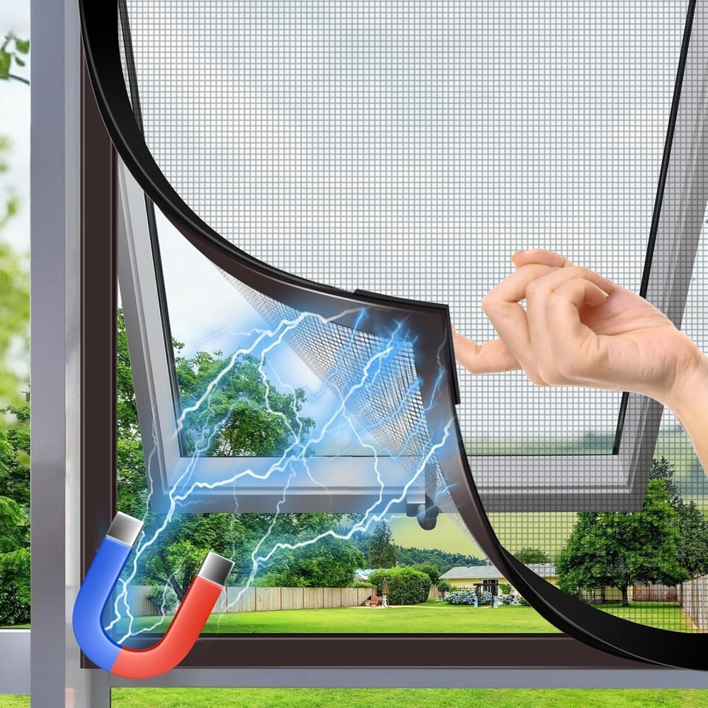 Window Screen Adjustable Magnetic Window Screen Replacement Max 39” x 59” DIY