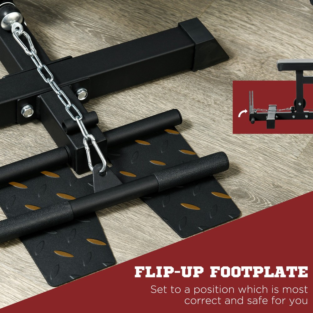 Cable Machine Lat Pull Down Machines with Flip-Up Footplate, Black