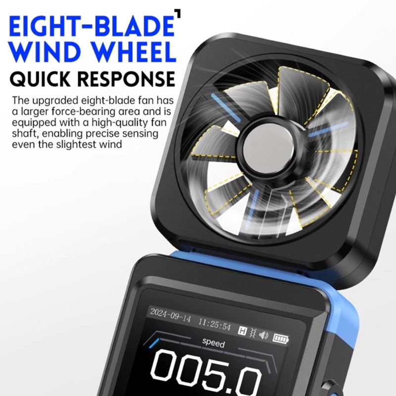 Wind Speed Gauge Meter Measuring Wind Temperature Humidity Anemometer
