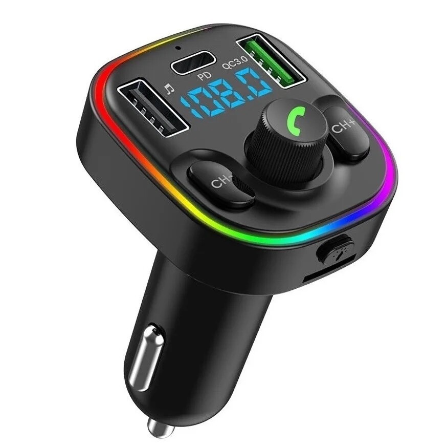 Bluetooth 5.0 Car Wireless FM Transmitter Adapter USB PD Charger AUX Hands-Free